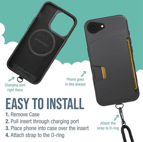 Smartish® iPhone 16 Wallet Case - Wallet Slayer Vol. 1 [Slim + Protective] Credit Card Holder - Drop Tested Hidden Card Slot Cover Compatible with Apple iPhone 16 - Black Tie Affair in Saudi Arabia