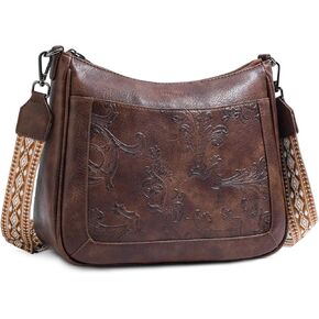 Crossbody Bags for Women,Vegan Leather Crossbody Purse with Adjustable Strap Embossed Flower Women's Shoulder Handbags