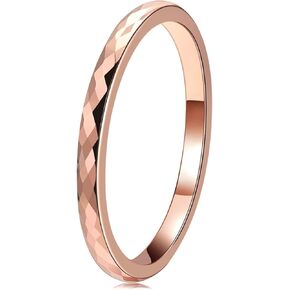 THREE KEYS JEWELRY 2mm/8mm White Tungsten Carbide Ring Wedding Engagement Band Rose Gold/Silver Multi Faceted Fashion Band