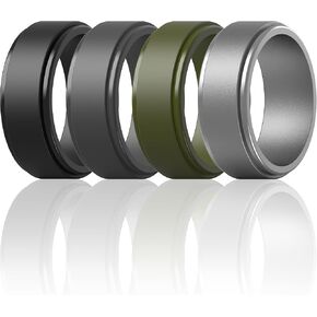 حلقات زفاف Thunderfit Silicone للرجال ، خطوة مسطحة حافة مشاركة مطاطية 10 مم سماكة 2.5 مم - 1/4/7 متنوعة متعددة