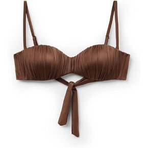 Woman's Graduated Padded Bandeau Swimsuit Top Shiny Satin