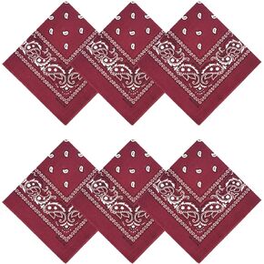 100% Cotton Bandanas, 21 x 21 inches, Set of 6