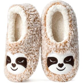 Cute Slippers for Women & Kids, Fuzzy Animal Slipper Socks with Non-slip Soles, Unique Funny Gifts