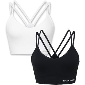 Skechers Ladies Strappy Bra 2 Pack - حركة مرنة ، اللياقة الرياضية ، صغيرة