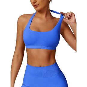 Sports Bra for Women Seamless Halter Yoga Bra Open Back Padded Strappy Bras High Impact Athletic Bras