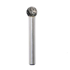 SD-5L6 Tungsten Carbide Burr Lengthened Rotary File Ball Shape Double Cut with 1/4''Shank for Die Grinder Drill Bit