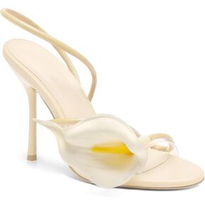 Flower High Heels for Women Calla Lily Open Toe Floral Stilettos Heels Sexy Strappy Wedding Birthday Dressy Heeled Sandals
