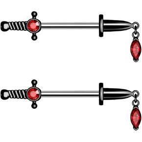 CM Crareesi Mania Dagger Nipple Ring 14G Gold Nipple Rings 316L Stainless Steel Nipple Piercing Jewelry Dangle Nipple Rings for Women Nipple Piercing Jewelry