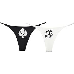 Queen of Spades and Hotwife Women's Thong Set (Pack of 2)