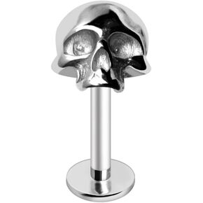 Pierced Owl 16GA 316L Stainless Steel Threadless Push-In Skull Top Flat Back Stud