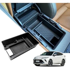Center Console Organizer Tray Compatible with Toyota Venza 2021 2022 2023 2024 Accessories, Armrest Box Insert Secondary Storage Organizer for Venza 2021-2024, Black ABS Plastic, Black Trim