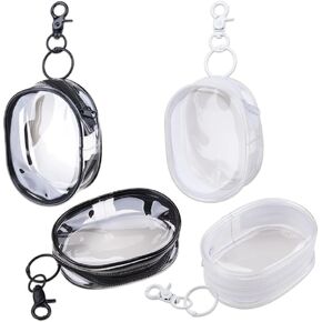 4Pcs Multi-Purpose Clear Cable Storage Bag with Hanging Hook Portable Transparent Zipper Pouch Travel Clear Cosmetic Bag for Cables Headphones Keys Mini Lipsticks