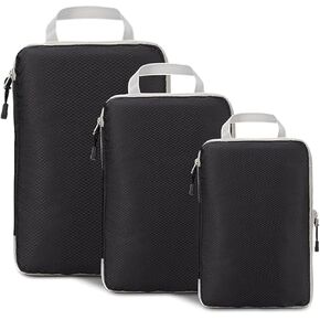 3 Set Compression Packing Cubes with Handle Travel Essential for Suitcases Nylon Portable Storage Bag Luggage Organizer Bags Waterproof for Clothes Storage