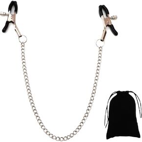 Body Chain Nipple Clamps with Chain Necklace Stainless Steel Body Jewelry Clips Fake Body Ring Non-Piercing for Women