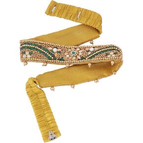 Green Waist Hip Belly Chain Traditional Stretchable Cloth Kamarband Kamar Bandh Bandhani Waist Belt For Women