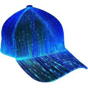 LED Hat – 7 Color Light Up Baseball Cap, USB Rechargeable Fiber Optic Design for Rave, EDC Outfit, DJ & Cyberpunk Costume