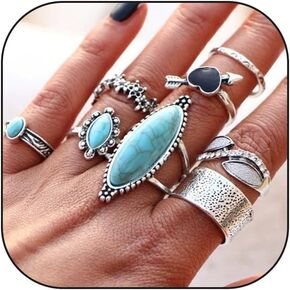 CSIYANJRY99 Boho Western Rodeo Turquoise Ring Vintage Western Jewelry for Women Cowgirl Country Concert Rodeo Jewelry Outfits for Women
