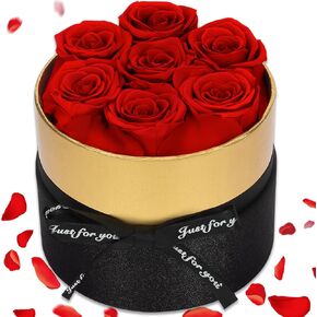 Mothers Day Rose Gifts for Mom, 7-Piece Preserved Red Roses in a Box, Fresh Forever Roses Gifts for Grandma, Mom Gifts for Women, Mother's Day Flower Gifts Ideas from Daughter, Birthday Gift for Wife