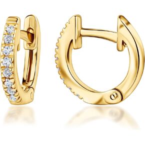14K Gold Plated Over Sterling Silver Cubic Zirconia Cuff Earrings Huggie Stud Earrings | Elegant and Timeless Fine Jewelry
