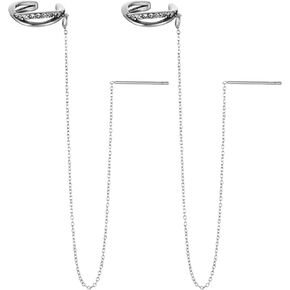 HZMAN Cuff Earrings for Women Stainless Steel Threader Chain Wrap Earring Cartilage Helix Earring Jewelry Gift