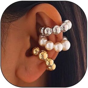 4 Pcs Chunky Ear Cuffs Earrings Gold Silver Ear Cuffs Non Piercing Hoop Earring For Women Clip On Cartilage Wrap Cuff Earrings
