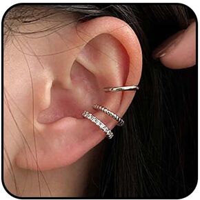 Cuff Earrings,Gold Silver Cubic Zirconia Ear Cuff Earrings,Non-Piercing Fake Helix Cartilage Cuff Earrings,Sparkling Round Huggie Ear Cuff Earrings for Women Fine Jewelry Gifts
