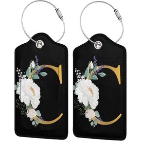 2 PCS Flower Lettern K علامة أمتعة لحقوق حقائب سرية سفر سفر علامات الأمتعة مع حلقة خصوصية الفولاذ المقاوم للصدأ خصوصية معرف العلامات العلامات الأسود