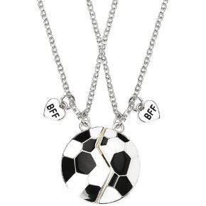 Xiyantiji Football Friendship Necklaces for 2 Best Friends Birthday Graduation Christmas Gifts forTeens Matching BFF Necklace Sport Soccer Themed Gifts for Boys Girls