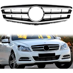 C300 Grill Front Grille for Mercedes Benz W204 C Class C250 C300 C350 C200 2008-2014, NOT Fit for C63 AMG Style Chrome Black Sport Style