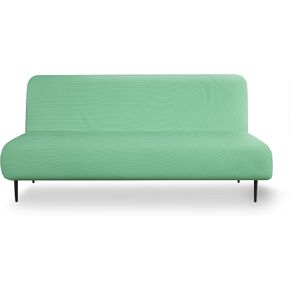 LANE LINEN Armless Futon Cover - Easy Stretchable Futon Covers Full Size, Soft Elastic Textured Fabric Sofa Bed Cover, Sofa Protector Cover for Kids & Pets, Machine Washable Couch Slipcover - Brown in Kuwait