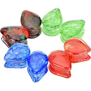 8Pcs Glass Ear Plugs Kit Teardrop Shape Ear Gauges Set Ear Tunnels Double Saddle Ear Expander Stretcher Multiple Colors Body Piercing Jewelry for Women Men 0G-5/8