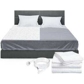 Grounding Sheets with Grounding Cord with Silver Fiber Cotton Grounding Bed Sheets Fiber Improve Sleep 60" x 80"