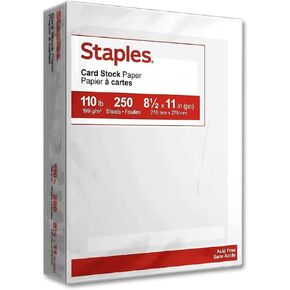 Staples 490887 Cardstock Paper 110 lbs 8.5-Inch x 11-Inch White 250/Pack (49701)