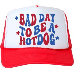 Bad Day to Be a Hot Dog 4th of July Classic 5 Panel Mesh Snap Back Trucker Hat