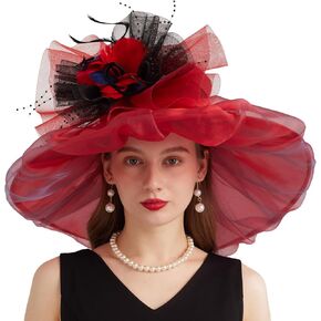 Women's Organza Church Hat Derby Fascinator Cap for Tea Party Wedding UV Protection Sun Hat