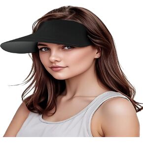 Sun Visor for Women Wide Brim Adjustable Foldable UV Protection Visor Hat Cap for Beach Pool Golf Tennis Running