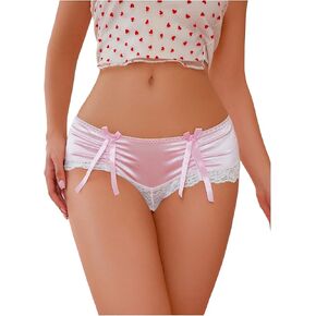 Milumia Women Sexy Lace Trim Bow Knot Panties Sexy Low Waist Bikini Underwear