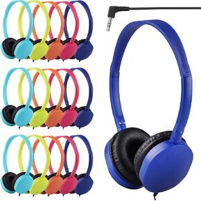 30 Pack Kids Headphones Bulk for School Classroom Students Teens Toddler, Wired Adjustable Headsets for Libraries Families Childern and Adults (PU102,30 Mixed)