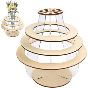 Wooden Puzzle Vase for Lego Flower Bouquet Building Set, Display Stand for Lego Roses Cherry Blossom Sunflower Tulips Daffodils Lotus, Gift for Lego Flower Lovers (L-S)