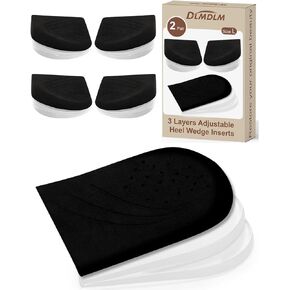 2 Pairs 3 Layer Corrective Insoles for Supination Overpronation Correction, Adhesive Lateral Heel Wedge Inserts for Bow Legs, Knee Pain, Foot Alignment (L: W 7-11, M 7-10, Black)