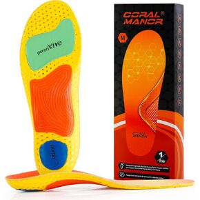 Shoe Inserts Arch Support Insoles for Women Men Plantar Fasciitis Pain Relief Insoles Reduce Fatigue Flat Feet Orthotics Inserts with Shock Absorption & Prevent Injuries for Work Boot(Trim to Fit)