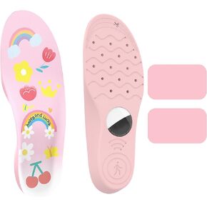 Insoles for Airtag Hidden Holder, Tracker Devise Case for Kids, Comfortable Inserts for Shoes，Pink Rainbow (Pink, 135-150mm Kid 6.5-Kid 8)