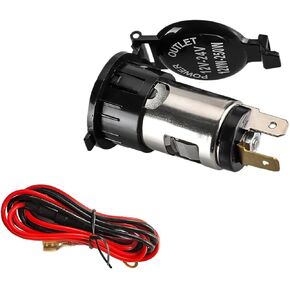 Car Cigarette Lighter Socket, 12V 24V Female Power Outlet Socket with Cover Wiring Harness, Waterproof Dustproof Cigarette Lighter Adapter Replacement for Truck RV Boat