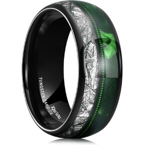 King Will Tungsten Wedding Band for Men 8mm Domed Ring Arrow/Guitar String Inlay Promise Ring for Him Comfort Fit