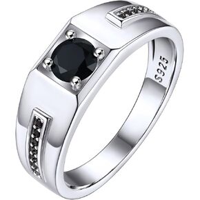 Bestyle Sterling Silver Wedding Band للرجال ، خاتم Band Band Band Black/Blue ، هدية عيد الحب للأب/الزوج ، الحجم 6-13