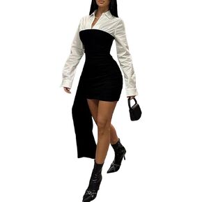 tbahhir المرأة المثيرة bodycon mini فستان البقع جلس طويل الأكمام قصيرة الفساتين القصيرة
