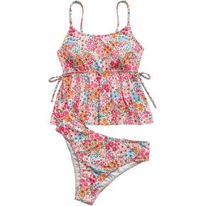 نساء 2 قطعة من الأزهار تانكنيني swimsuits شباك الكشكش دلات الاستحمام مع القيعان