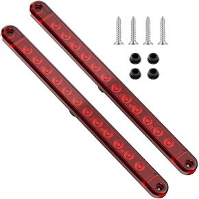 12 LED Red Trailer Brake Tail Light, 2 Pack 16" LED Bar Stop Turn Signal Tail Lights Waterproof Brake Strip Red Light for Marine Boats Golf Cart Offroad Truck RV UTV ATV