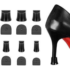 6Pairs Stiletto Heel Cap Cap ، 6sizes Heel Stoppers Heels Cheels Caps ، أغطية كعب مكافحة الضوضاء للأحذية ذات الكعب العالي ، الحصى ، الأراضي الرطبة ، في الهواء الطلق (أسود ، 6 أحجام (XXS ، XX ، XS ، S ، M ، L))