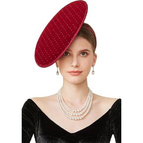 Coucoland Fascinators Hats for Women - Tea Party Cocktail Fascinator Velvet Flat Kentucky Derby Funeral Hat for Party